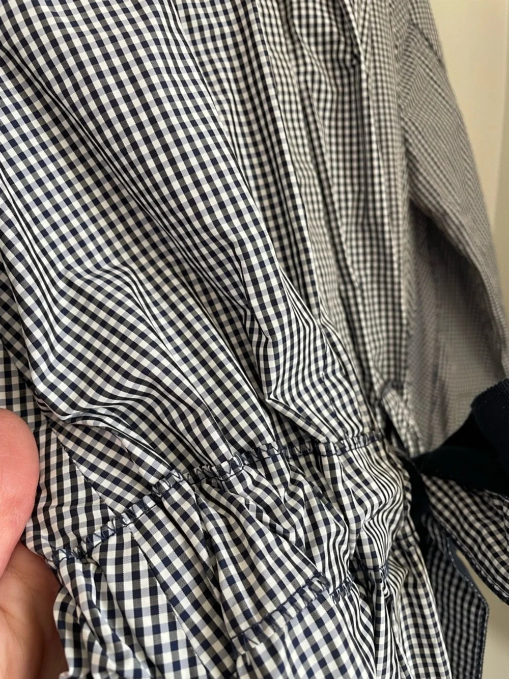 Jill Stuart Blue Gingham Dress Button Front Pocket Structured Fit Flare Size S - Picture 9 of 14